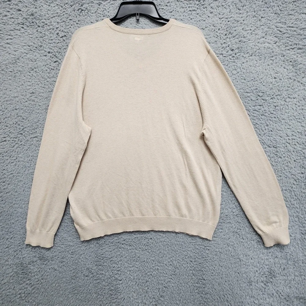 J. Mclaughlin Sweater Men's XL (Fits Slim)‎ Beige Cashmere Blend V-Neck Pullover